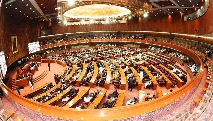 A view of the National Assembly session underway on April 10, 2023. — X/@NAofPakistan