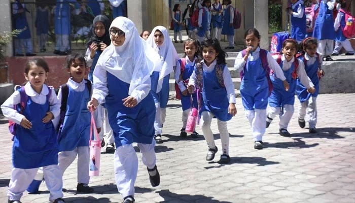 Female students are leaving after school timing. — Online/File