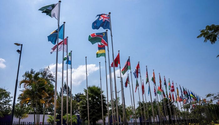 Flags representing Commonwealth countries fly at the Kigali Convention Centre, the venue hosting the Commonwealth Heads of Government Meeting (CHOGM) in Kigali, Rwanda June 22, 2022. — Reuters