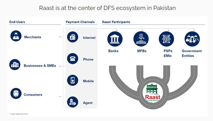 A representational image of the services options offered by Raast. — SBP website