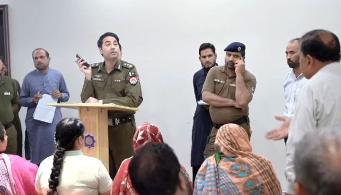 DIG Operations Lahore Faisal Kamran listens to an individuals complaints during an open court at his office on October 15, 2024. — Screengrab via Facebook/Lahore Police Operations Wing