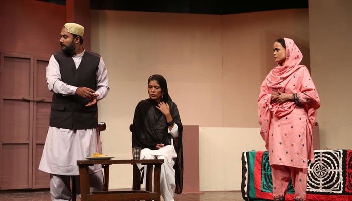 Actors perform a scene during the performance of the ‘Chaturaee’ play at the Arts Council of Pakistan, Karachi on October 15, 2024. — Facebook/Arts Council of Pakistan Karachi