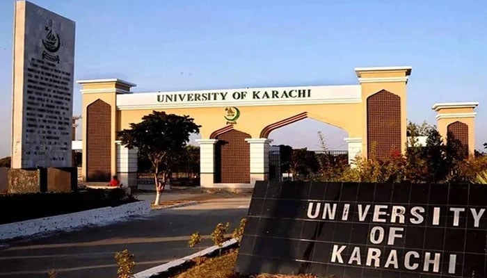 The University of Karachi entrance gate. — APP/File