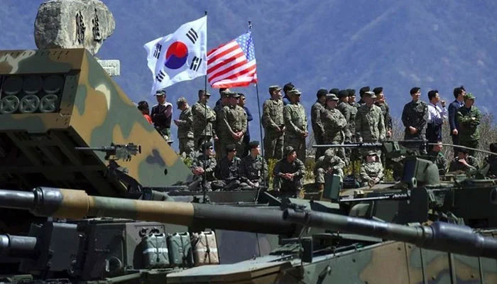 A representational image showing US and South Korean troops during a military exercise. — AFP/File