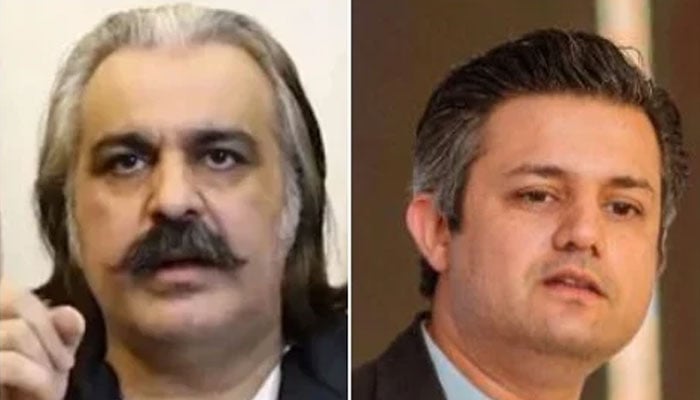 KP Chief Minister Ali Amin Gandapur (left) and former minister Hammad Azhar. — Geo News/Facebook@HammadAzharPTI/file