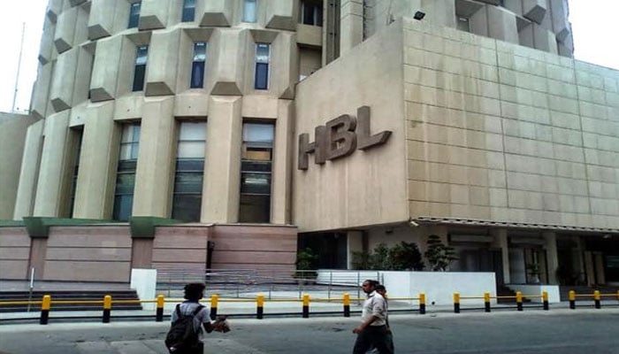 The image shows the headquarters of the Habib Bank Limited (HBL) in Karachi. — APP/File