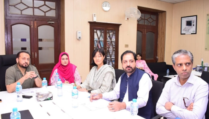 Health Minister Khawaja Imran Nazir presides over a review meeting of public health projects in cooperation with the JICA on October 16, 2024. — Facebook/Khawaja Imran Nazeer