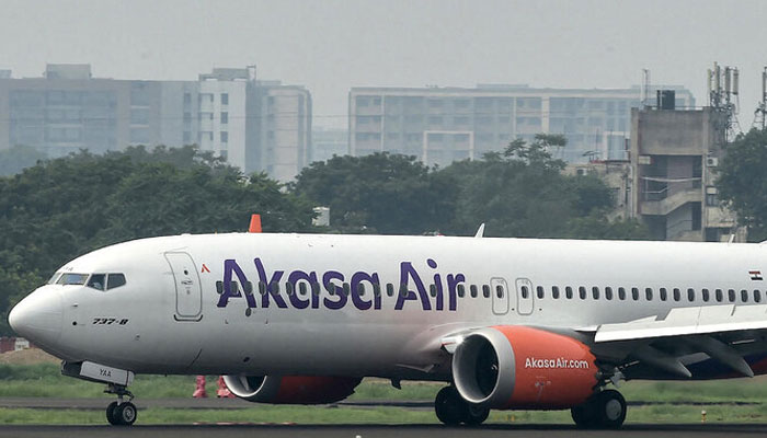 A plane of Akasa Air is seen in this undated photo. — AFP/File