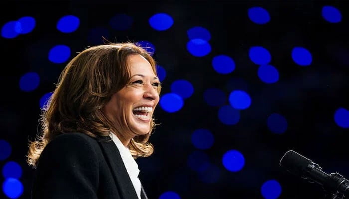 US Vice President and Democratic presidential candidate Kamala Harris reacts at a campaign rally at East Carolina University, in Greenville, North Carolina, US, on October 13, 2024. —Reuters