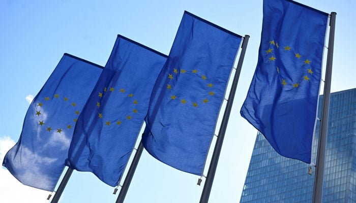 European Union flags flutter on the day European Central Bank (ECB) President Christine Lagarde speaks to reporters following the Governing Councils monetary policy meeting in Frankfurt, Germany, on Sept. 12, 2024. — Reuters