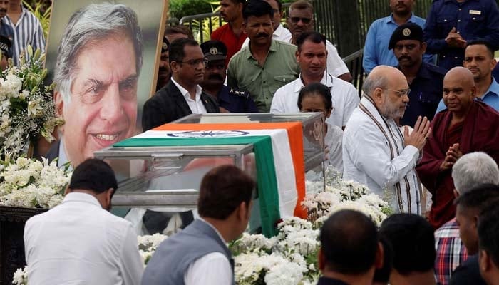 Indias Home Minister Amit Shah pays his respect as he attends the final viewing of the former chairman of Tata Group Ratan Tata, in Mumbai, India, October 10, 2024. — Reuters