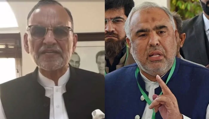 This combo of images shows PTI leader Azam Swati (left) and (PTI) senior leader and NA ex-speaker Asad Qaiser. — Facebook/Senator Azam Khan Swati/Online/File