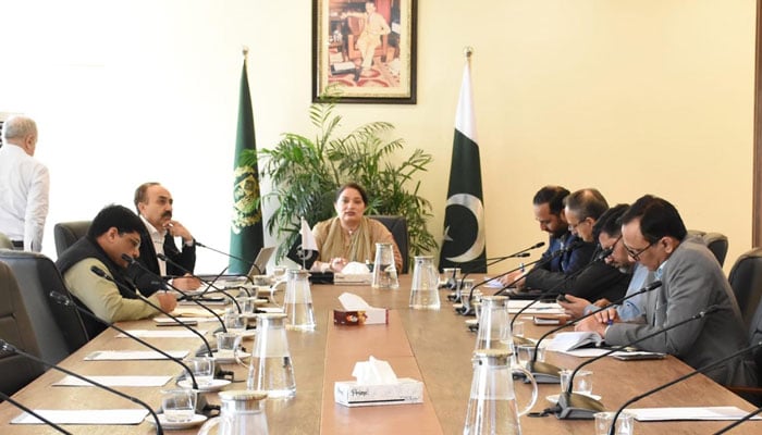 Coordinator to the prime minister on climate change Romina Khurshid Alam presiding over the second Pakistan Climate Change Authority meeting in the Committee room of the Ministry of Climate on Oct 18, 2024. — PID