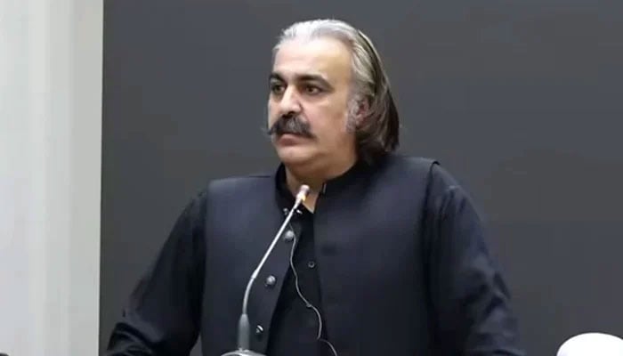 Khyber Pakhtunkhwa Chief Minister Ali Amin Gandapur addresses an event on September 5, 2024. — Facebook@AliAminKhanGandapurPTI