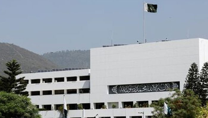 A general view of the parliament building in Islamabad on March 25, 2022. — Reuters