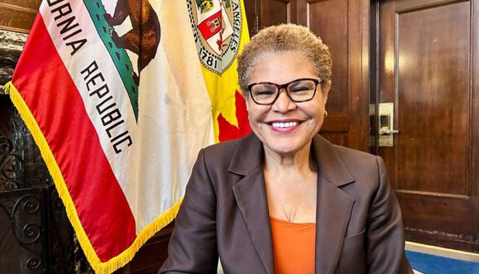 Los Angeles Mayor Karen Bass poses for a photo during an interview at Los Angeles City Hall, California, US, on October 17, 2024. — Reuters/File