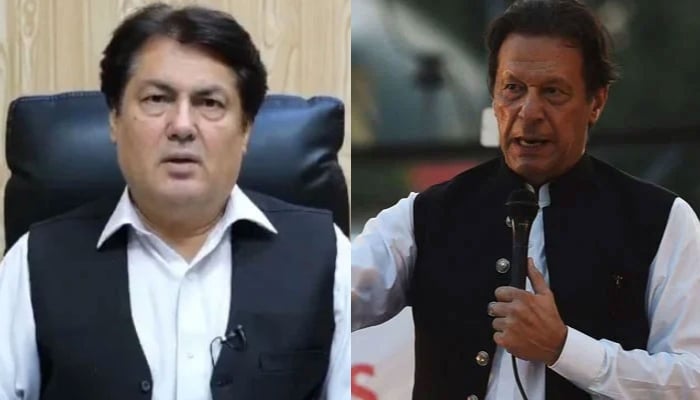 This combo of images shows, Adviser to Chief Minister on Information and Public Relations Barrister Muhammad Ali Saif (left) and PTI founder and former prime minister Imran Khan (right). — X/ @BaristerDrSaif/AFP/File