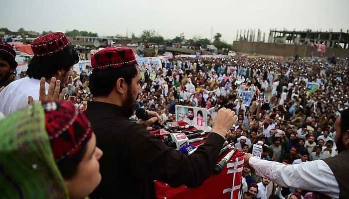 Demonstrators of the Pashtun Tahafuz Movement gather at a public rally in Peshawar in an undated image. — AFP/File