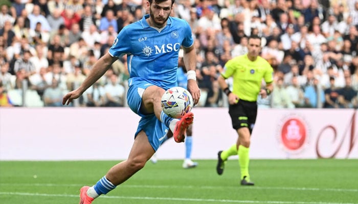 Khvicha Kvaratskhelia, pictured here playing against Juventus last month, scored Napolis only goal at Empoli. — AFP/File