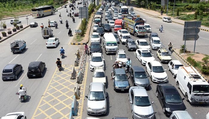 A view of a traffic jam in Islamabad on July 14, 2024. — Online