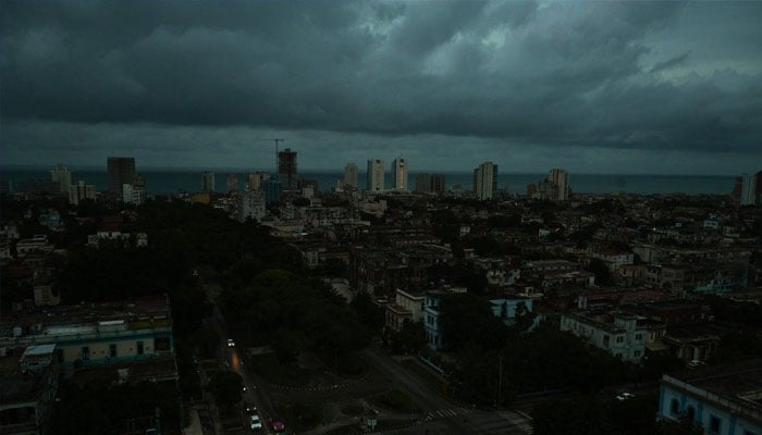 A general view of the city during a nationwide blackout caused by a grid failure in Havana, taken on October 18, 2024. — AFP