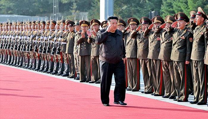 North Korean leader Kim Jong Un seen saluting the troops.— Reuters/file