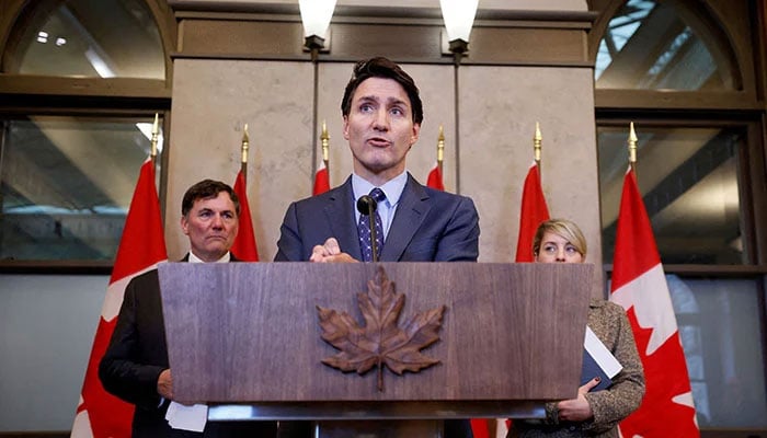 Canadas Prime Minister Justin Trudeau takes part in a press conference on Parliament Hill in Ottawa, Ontario, Canada on October 14, 2024. — Reuters