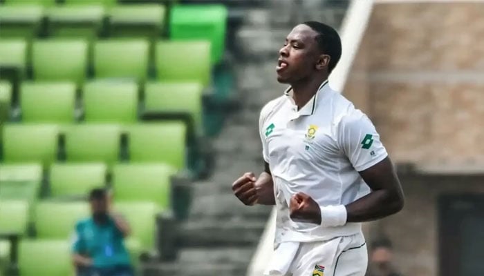 South Africa’s Kagiso Rabada celebrates after taking the wicket of Bangladesh’s Mushfiqur Rahim during the first day of the first Test cricket match between Bangladesh and South Africa at the Sher-e-Bangla National Cricket Stadium in Dhaka on October 21, 2024.— AFP