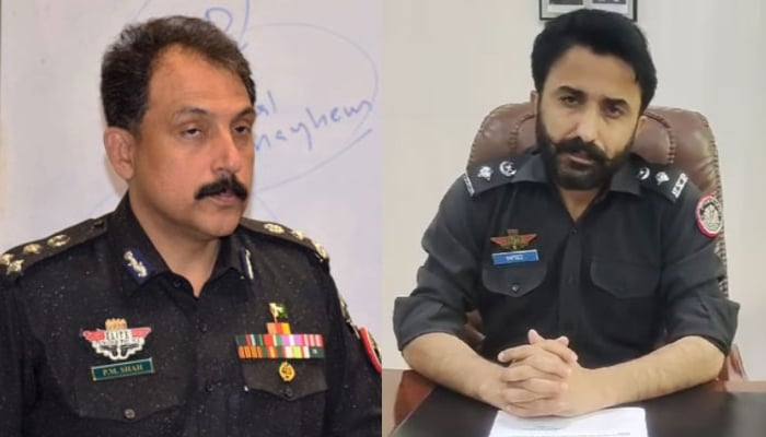 This combo of images shows, Sukkur DIG Pir Muhammad Shah (left) and SSP Ghotki Hafeezur Rehman (right). — Facebook@SyedPirMuhammadShahPSP/@districtpoliceghotki