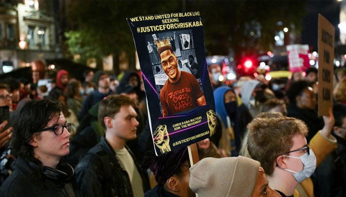 People gather outside the Old Bailey after British police officer Martyn Blake was acquitted of the 2022 murder of Chris Kaba, in London, Britain, October 21, 2024. — Reuters