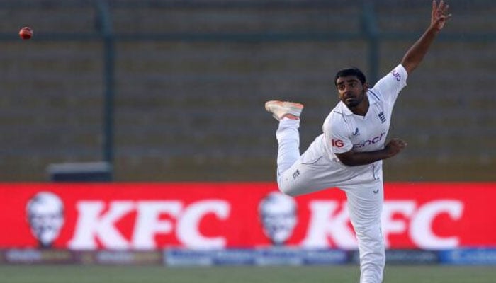 England spinner Rehan Ahmed bowling.—Reuters/File