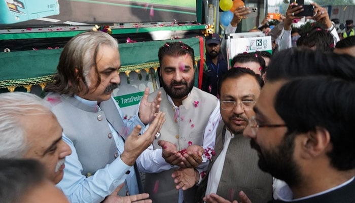 Chief Minister Ali Amin Gandapur inaugurates the Pabbi feeder route of the Peshawar Bus Rapid Transit (BRT) system on October 22, 2024. — Facebook@AliAminKhanGandaporPTI