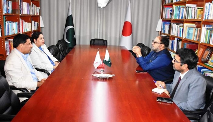 Punjab University Department of Film and Broadcasting Chairperson Prof Dr Lubna Zaheer in a meeting with the Pakistani Ambassador to Japan Raza Bashir during his visit to Japan on October 22, 2024. — Facebook@DFB.PU