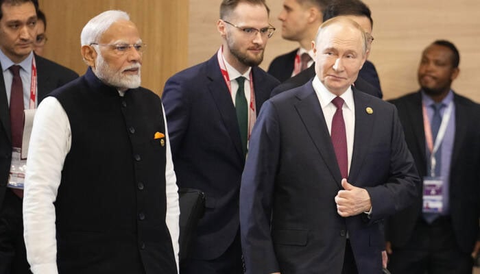 Indian Prime Minister Narendra Modi (Left) and Russian President Vladimir Putin can be seen in this picture.— AFP/File