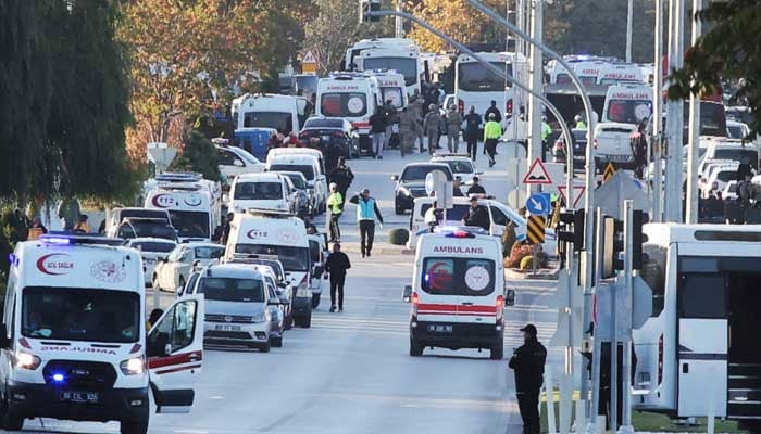 A general view of the entrance of the headquarters of Turkeys aviation company TUSAS, where at least five people were killed and five others wounded in an attack, near Kahramankazan, a town of Turkish capital Ankara, October 23, 2024. — Reuters