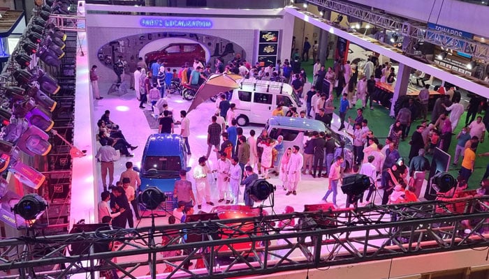 Crowd in the Pakistan Auto Parts Show (PAPS) 2024, organised by the Pakistan Association of Automotive Parts and Accessories Manufacturers (PAAPAM), can be seen at the Lahore Expo Centre.— Facebook@PAKISTANAUTOSHOW2023/File