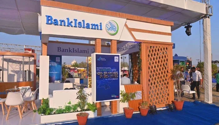 This image shows an advertisement stall of BankIslami. — Facebook/BankIslami Pakistan Limited/File