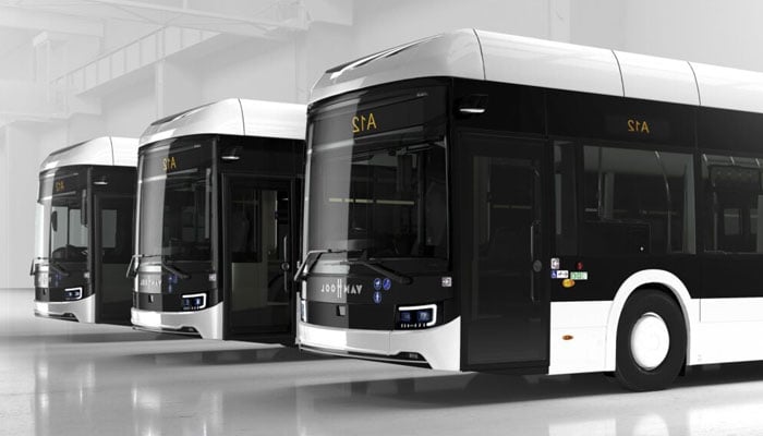 A representational image of electric buses. — APP/File