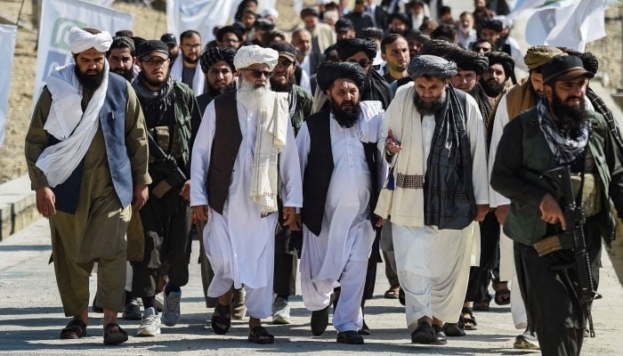 Taliban government officials can be seen in this picture. — AFP/File