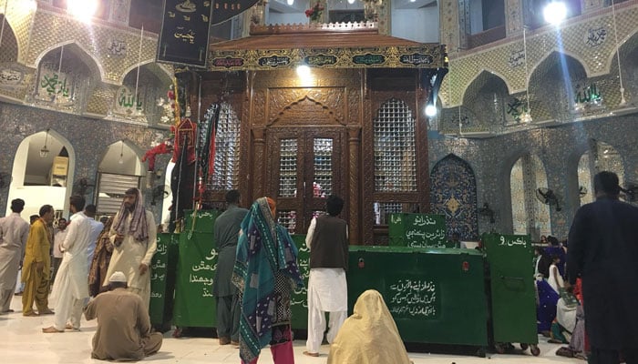 The representational image shows boxes for donations placed around the shrine of Hazrat Lal Shahbaz Qalandar in Sehwan. — Facebook@niaz.sheikh.bwp/File