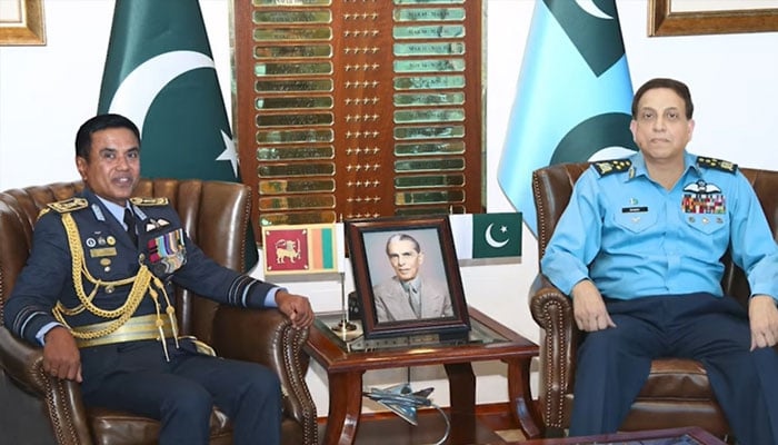 Air Marshal Rajapaksa Appuhamilage Udeni Priyadarshana Rajapaksa, Commander of the Sri Lankan Air Force (left) met with Air Chief Marshal Zaheer Ahmed Baber Sidhu. — Youtube@PakistanAirForceOfficial/file