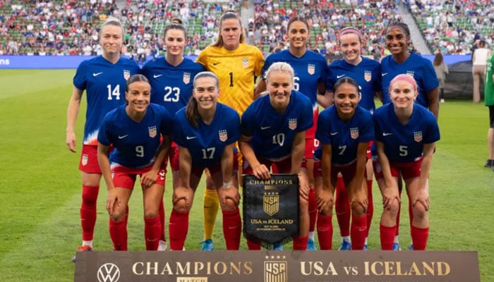 he USAs starting 11 pose for a photo prior to a 3-1 victory over Iceland in a friendly international football match on Oct 25, 2024. — AFP