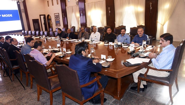 Sindh CM Syed Murad Ali Shah presides over an inter-departmental meeting to review major development projects at CM House on October 26, 2024. — Facebook@SindhCMHouse