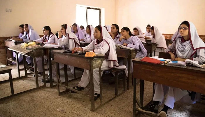 Representational image shows students taking lectures at a school in Karachi. — Human Rights Watch/File