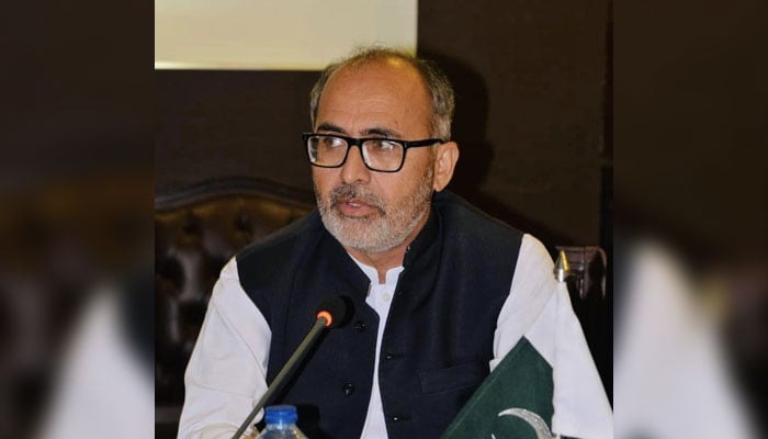 Kohat Division Commissioner Syed Motasim Billah Shah looks left in a meeting on June 27, 2024. — Facebook@Motasim Billah Shah