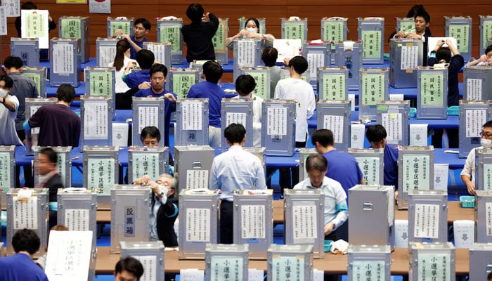 Ballot-counting centre in Tokyo, October 27, 2024. — Reuters