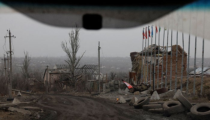 A view from a car shows buildings destroyed in the course of Russia-Ukraine conflict in the town of Avdiivka in the Donetsk Region, Russian-controlled Ukraine, March 16, 2024. — Reuters