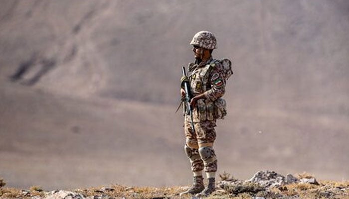 A member of the Islamic Revolutionary Guard Corps (IRGC) attends an IRGC ground forces military drill in the Aras area, East Azerbaijan province, Iran on October 19, 2022. — Reuters