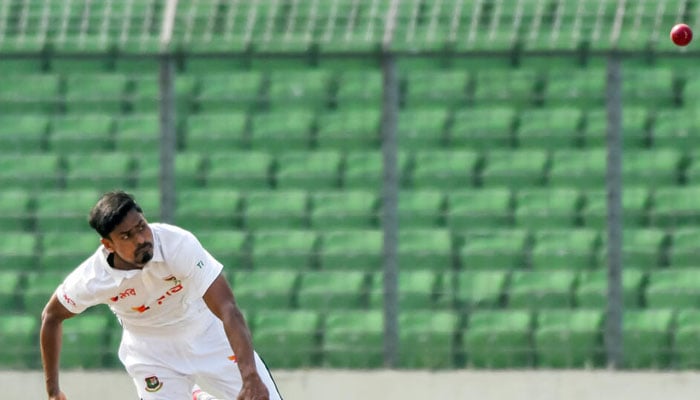 Bangladeshs Taijul Islam delivers a ball during the first Test against South Africa.— AFP/File