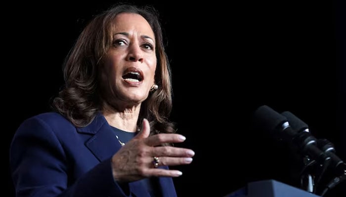 US Vice President Kamala Harris delivers remarks during the Sigma Gamma Rho Sorority Inc’s 60th International Biennial Boule event in Houston, Texas, US on July 31, 2024.— Reuters